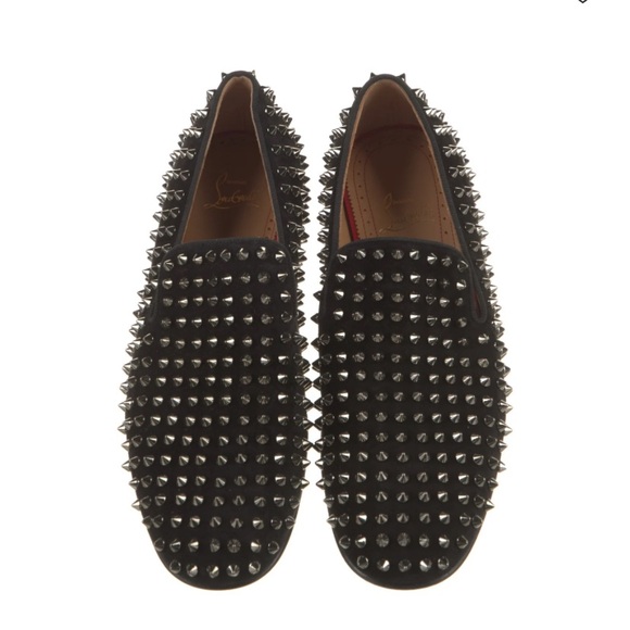 Christian Louboutin Black Spiked Loafers in well loved condition 38.5 - Picture 3 of 16
